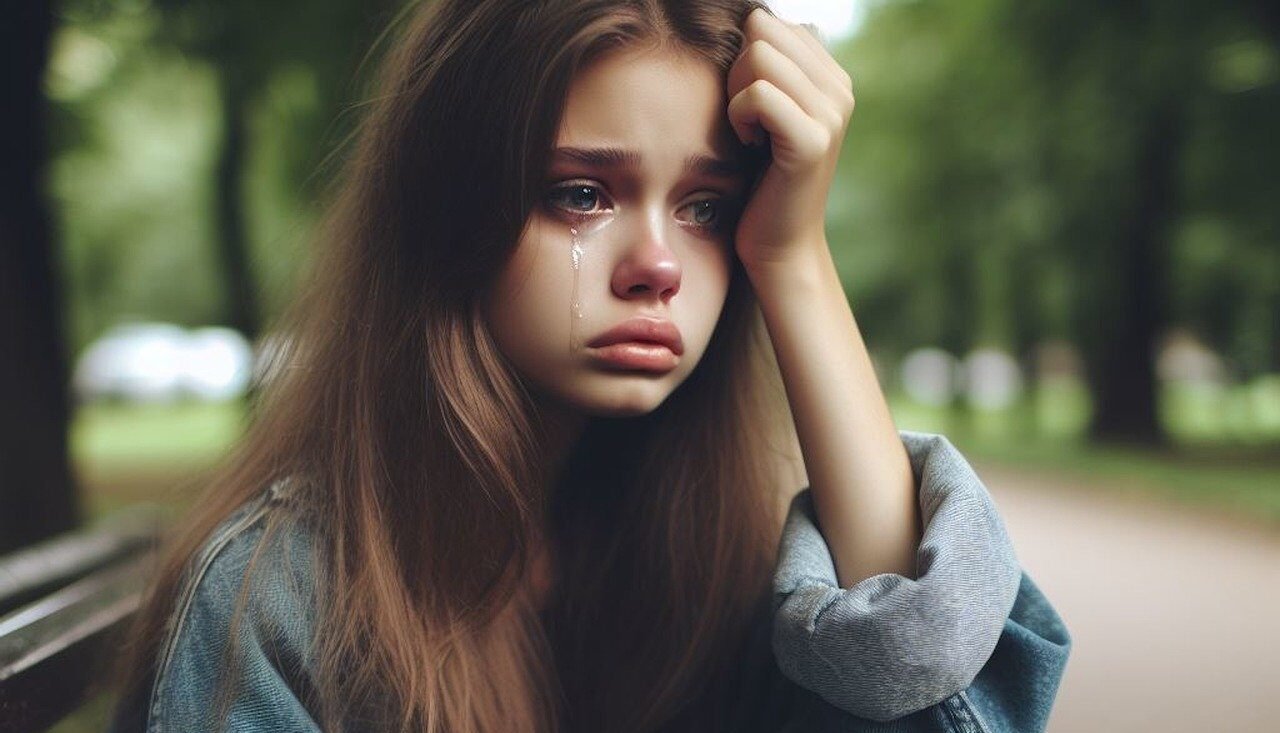 girl, crying, sadness