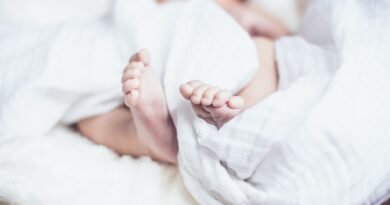 baby, baby feet, bed