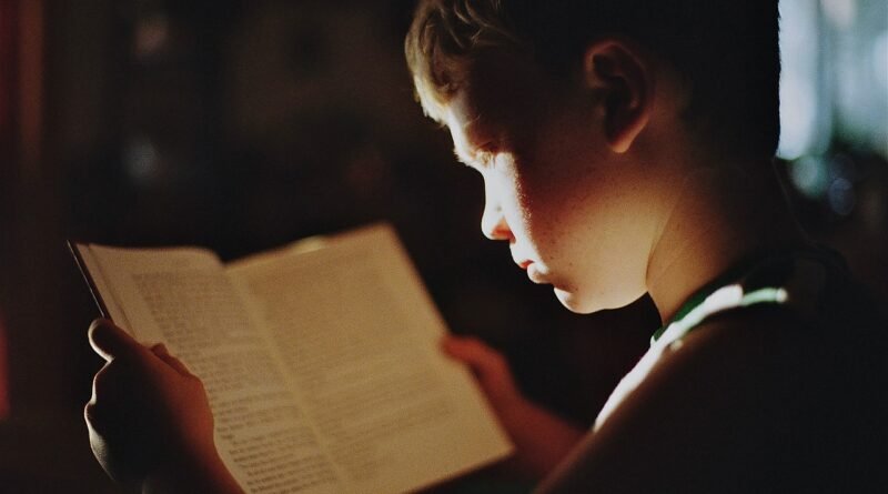 boy, book, reading