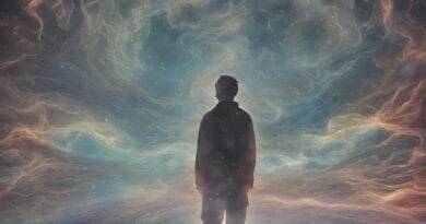 ai generated, man, silhouette, afterlife, tunnel, light, spiritual, realm, dimension, psychic, portal, transition, near death experience