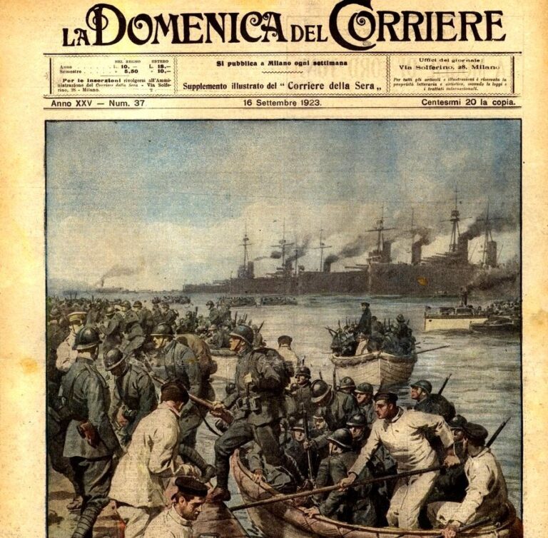 Achille_Beltrame_-_Disembarkation_of_Italian_soldiers_at_Corfu - NewsOk
